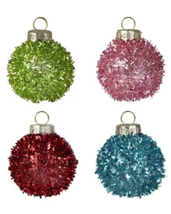 Multicoloured Tinsel Bauble Place Card Holders (4Pk)<Party Delights Clearance
