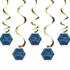 Party Delights Navy & Gold Geode 'Happy Birthday' Hanging Swirls (5Pk)< Hanging Decorations
