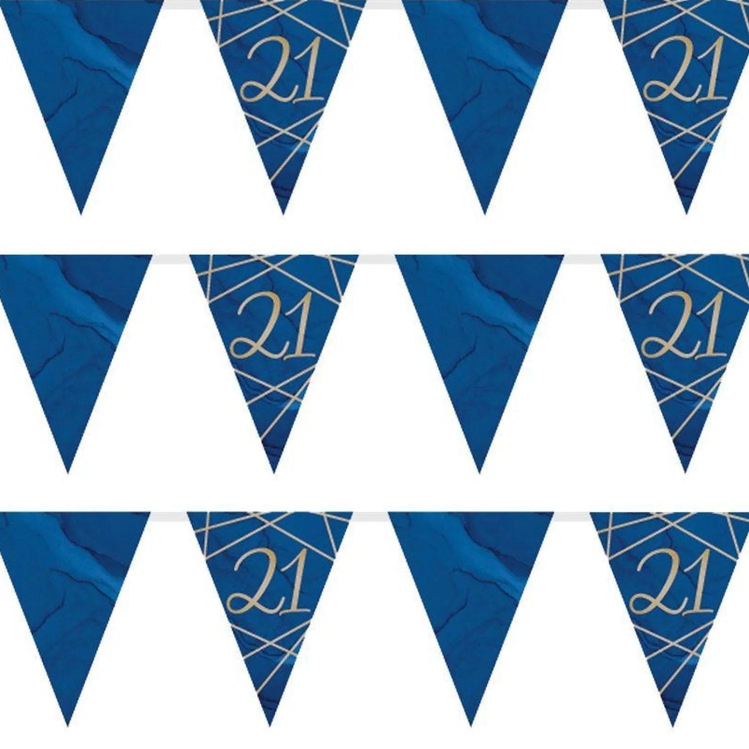 Party Delights Navy & Gold Geode 21St Birthday Paper Bunting - 3.7M< Bunting
