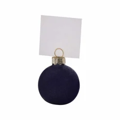 Navy Flocked Bauble Place Card Holders (6Pk)<Party Delights Best
