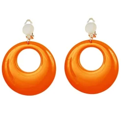 Party Delights Neon Orange 80's Earrings< Costume Props