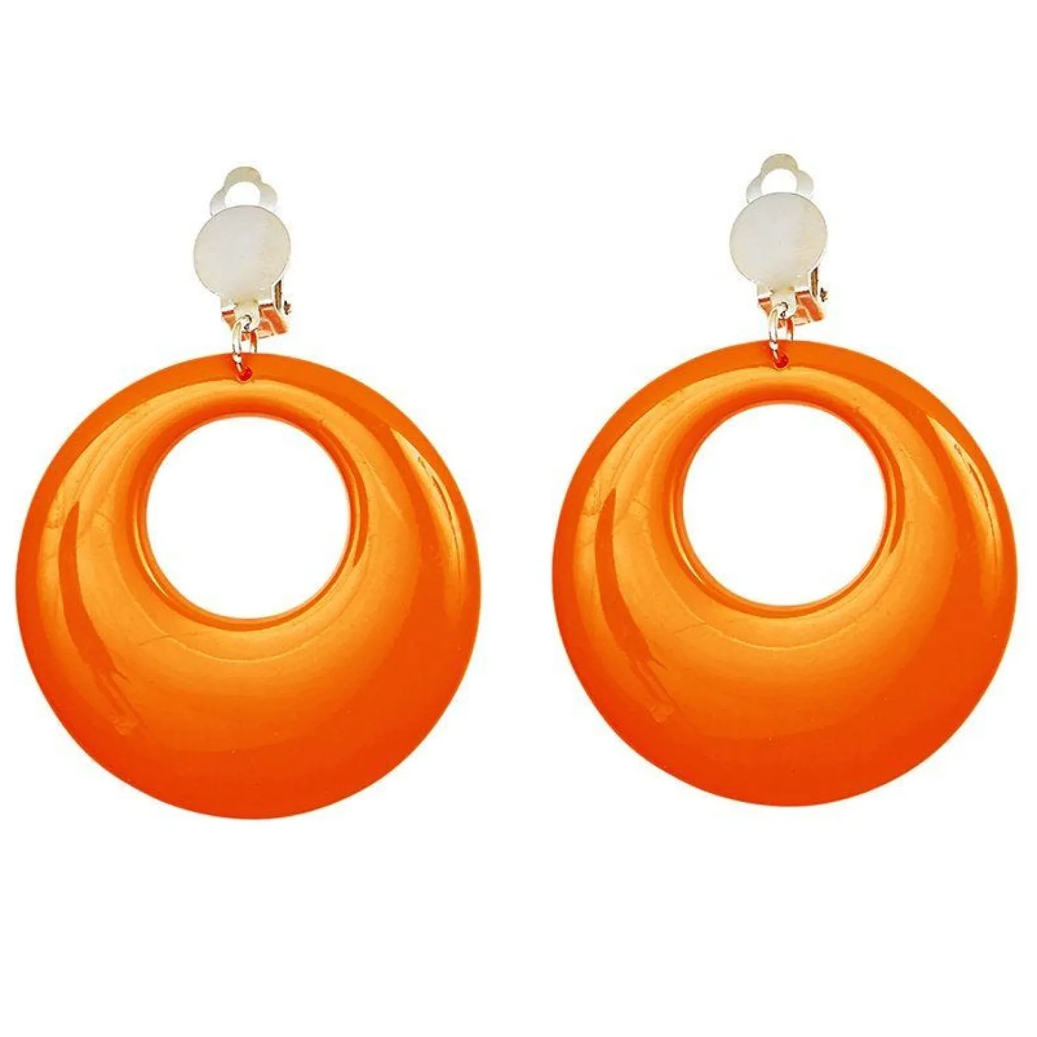 Party Delights Neon Orange 80's Earrings< Costume Props