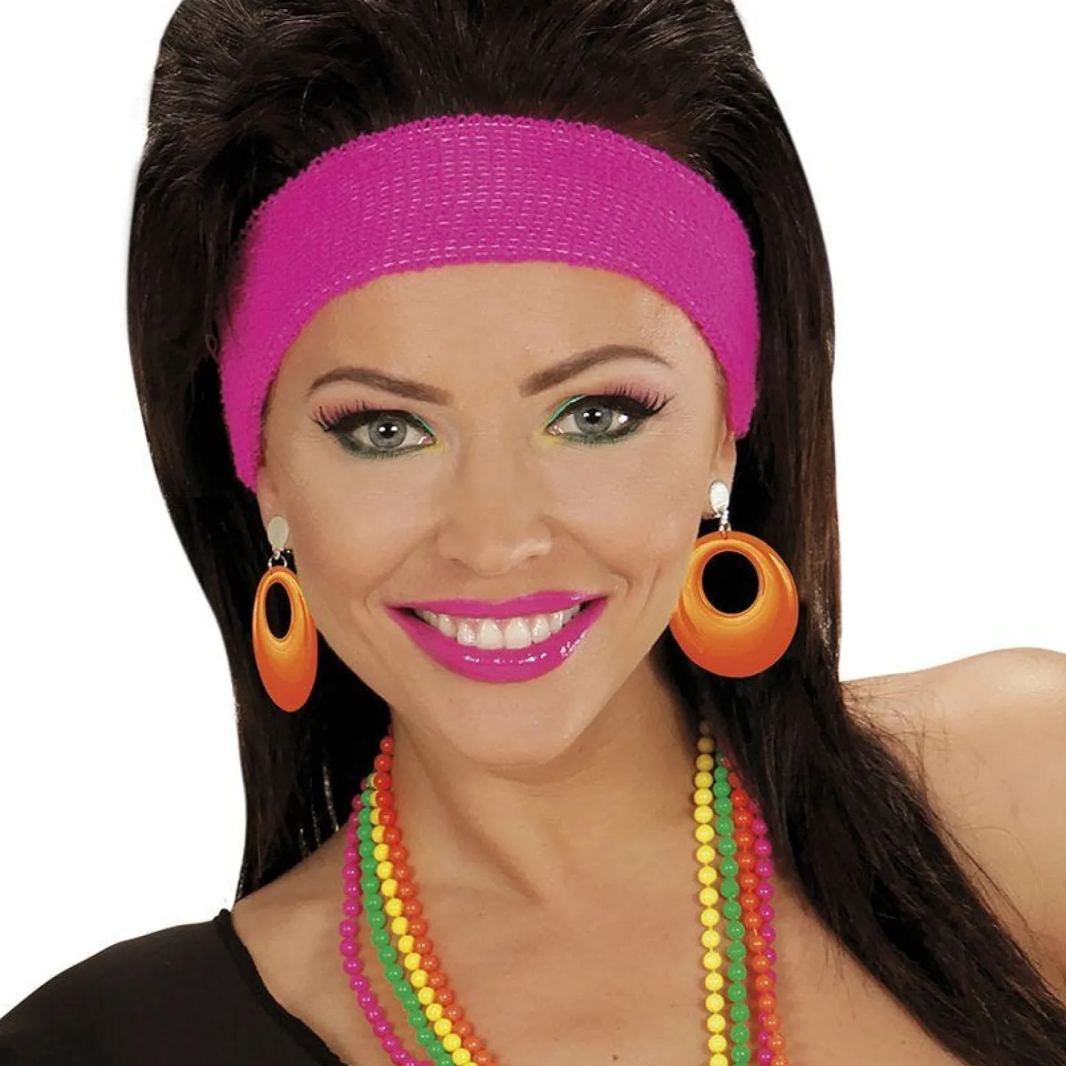 Party Delights Neon Orange 80's Earrings< Costume Props