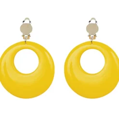 Party Delights Neon Yellow 80's Earrings< Costume Props