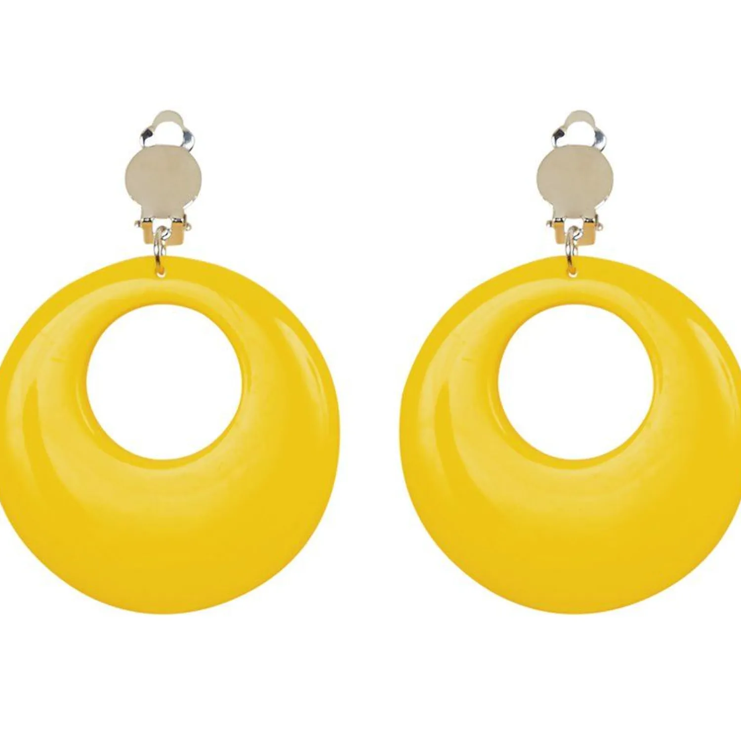 Party Delights Neon Yellow 80's Earrings< Costume Props