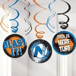 Party Delights Nerf Party Hanging Swirl Decorations (6Pk)< Hanging Decorations