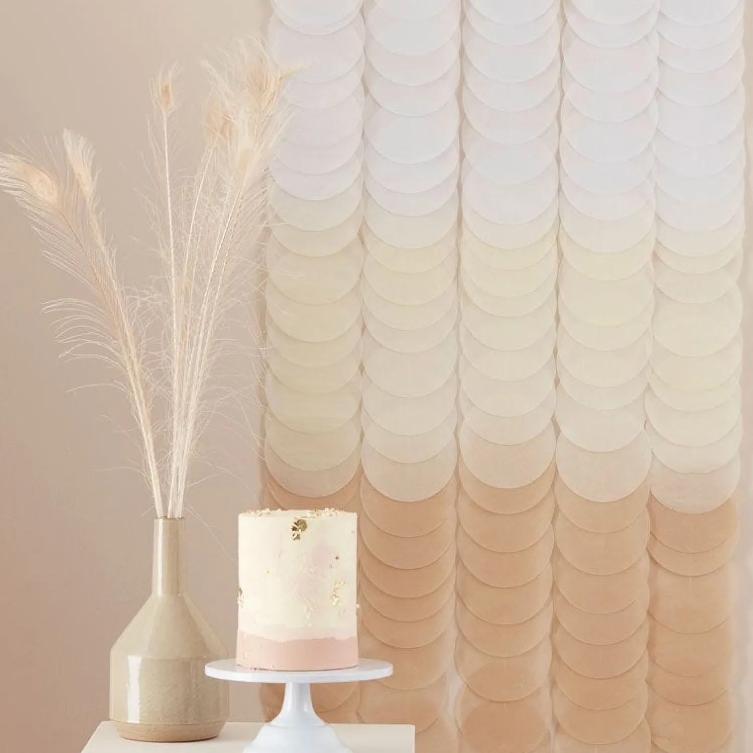 Party Delights Neutral Ombre Tissue Paper Disc Party Backdrop - 1.8M< Party Backdrops