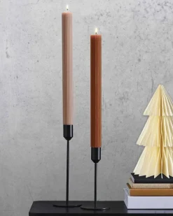 Neutral Ribbed Candles (2Pk)<Party Delights Discount