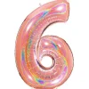 Party Delights Number 6 Glitter Rose Gold Foil Balloon - 40"< Number Balloons
