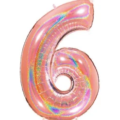 Party Delights Number 6 Glitter Rose Gold Foil Balloon - 40"< Number Balloons