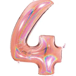Party Delights Number 4 Glitter Rose Gold Foil Balloon - 40"< Number Balloons