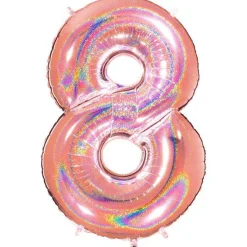 Party Delights Number 8 Glitter Rose Gold Foil Balloon - 40"< Number Balloons