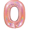 Party Delights Number 0 Glitter Rose Gold Foil Balloon - 40"< Number Balloons
