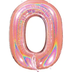 Party Delights Number 0 Glitter Rose Gold Foil Balloon - 40"< Number Balloons