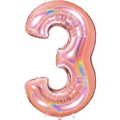 Party Delights Number 3 Glitter Rose Gold Foil Balloon - 40"< Number Balloons