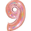 Party Delights Number 9 Glitter Rose Gold Foil Balloon - 40"< Number Balloons