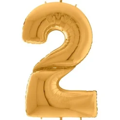 Party Delights Number 2 Gold Foil Balloon - 64"< Number Balloons
