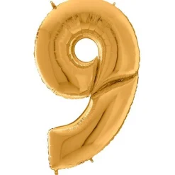 Party Delights Number 9 Gold Foil Balloon - 64"< Number Balloons
