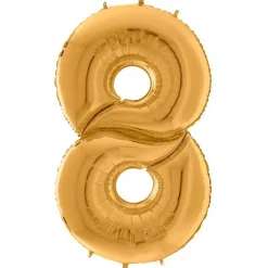 Party Delights Number 8 Gold Foil Balloon - 64"< Number Balloons
