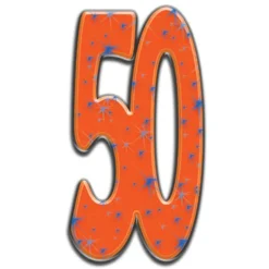Party Delights Number 50 Orange Cardboard Cutout - 181Cm X 95Cm< Cardboard Cut Outs