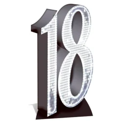 Party Delights Number 18 Silver Cardboard Cutout - 176Cm X 100Cm< Cardboard Cut Outs