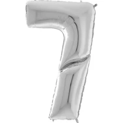 Party Delights Number 7 Silver Foil Balloon - 64"< Number Balloons