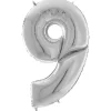 Party Delights Number 9 Silver Foil Balloon - 64"< Number Balloons