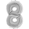Party Delights Number 8 Silver Foil Balloon - 64"< Number Balloons