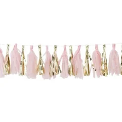 Party Delights Oh Baby Pink & Gold Tassel Garland (16Pk)< Hanging Decorations