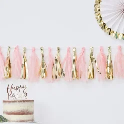 Party Delights Oh Baby Pink & Gold Tassel Garland (16Pk)< Hanging Decorations