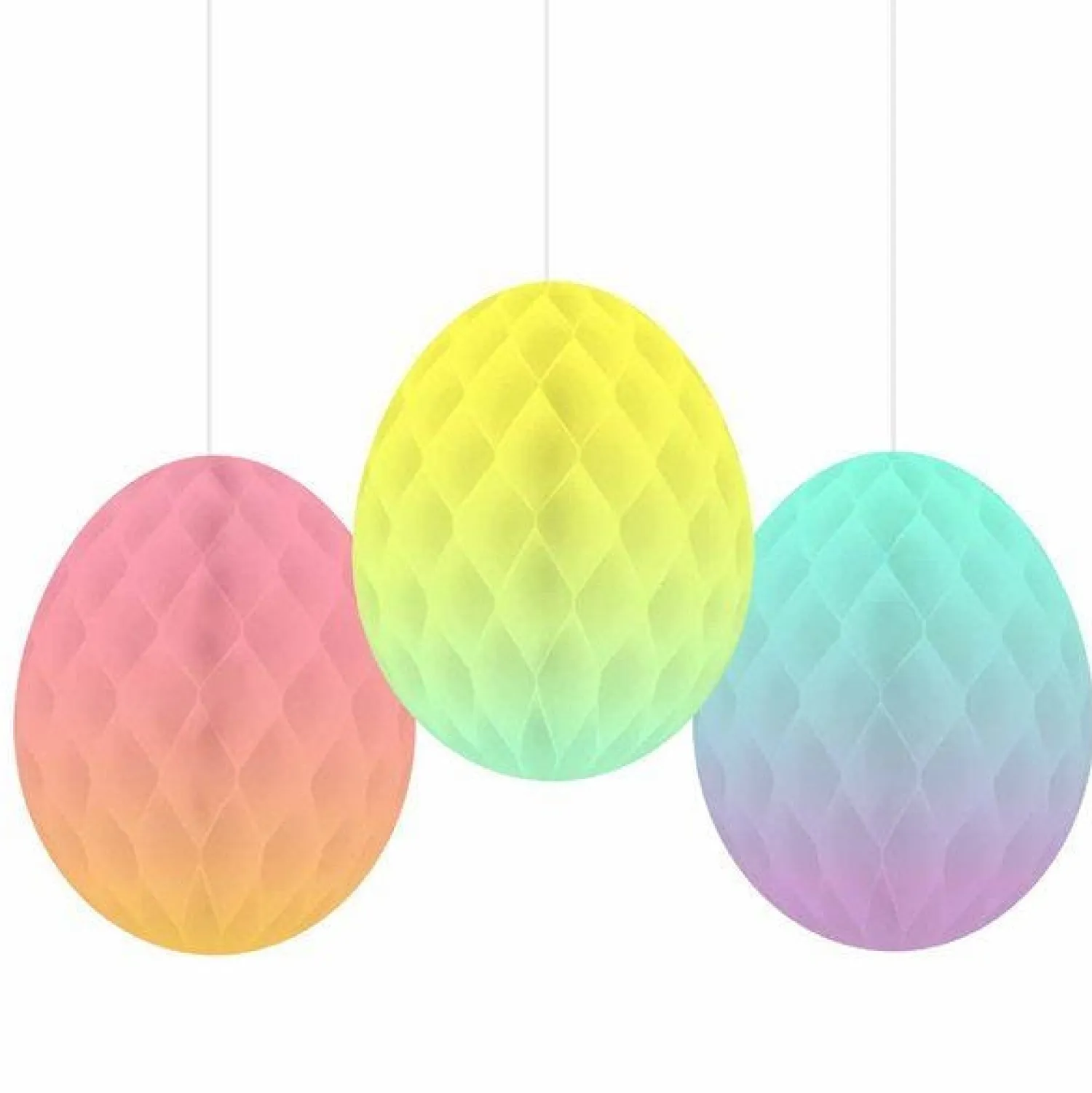 Party Delights Ombre Hanging Honeycomb Eggs (3Pk)< Hanging Decorations
