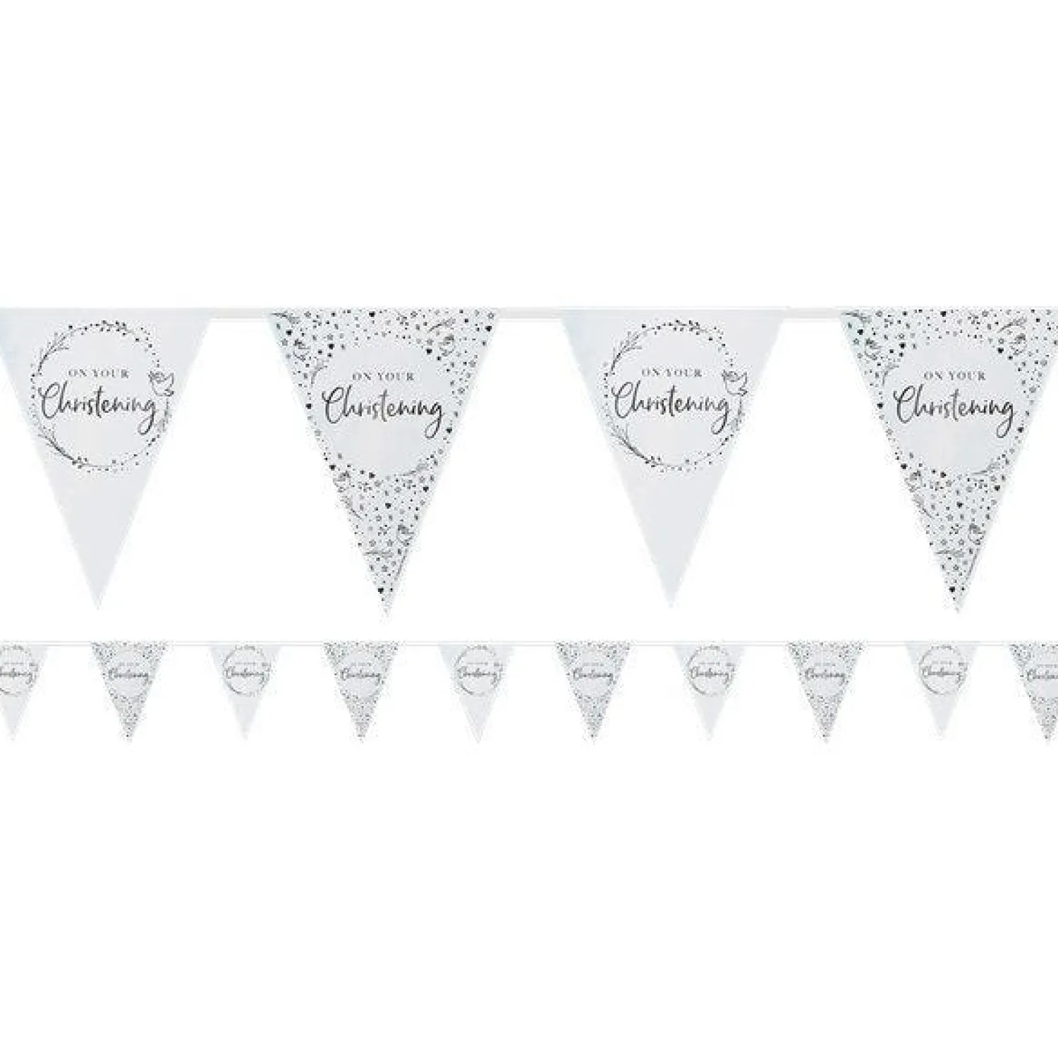 Party Delights On Your Christening Blue Paper Bunting - 3.7M< Bunting