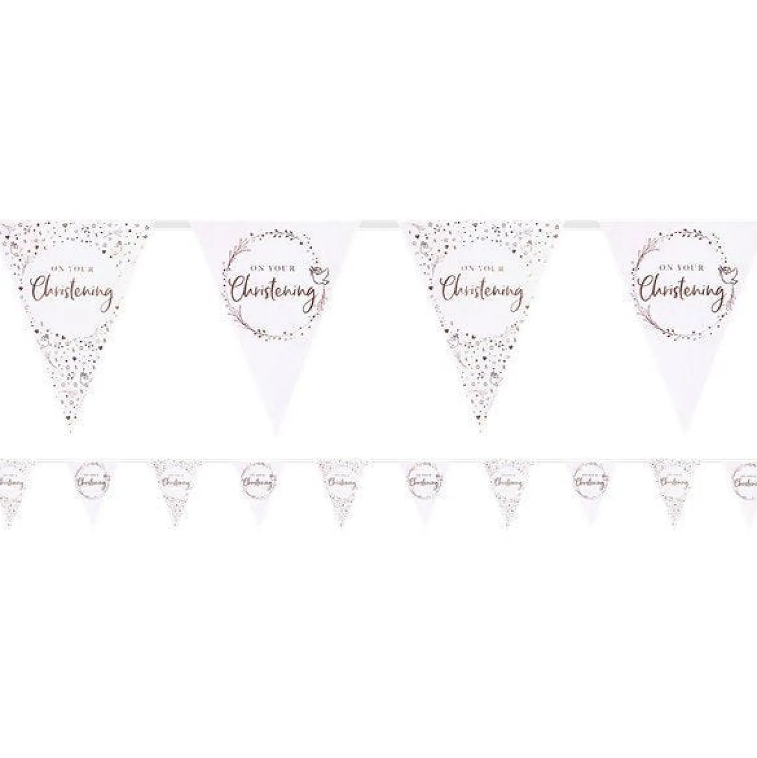 Party Delights On Your Christening Pink Paper Bunting - 3.7M< Bunting
