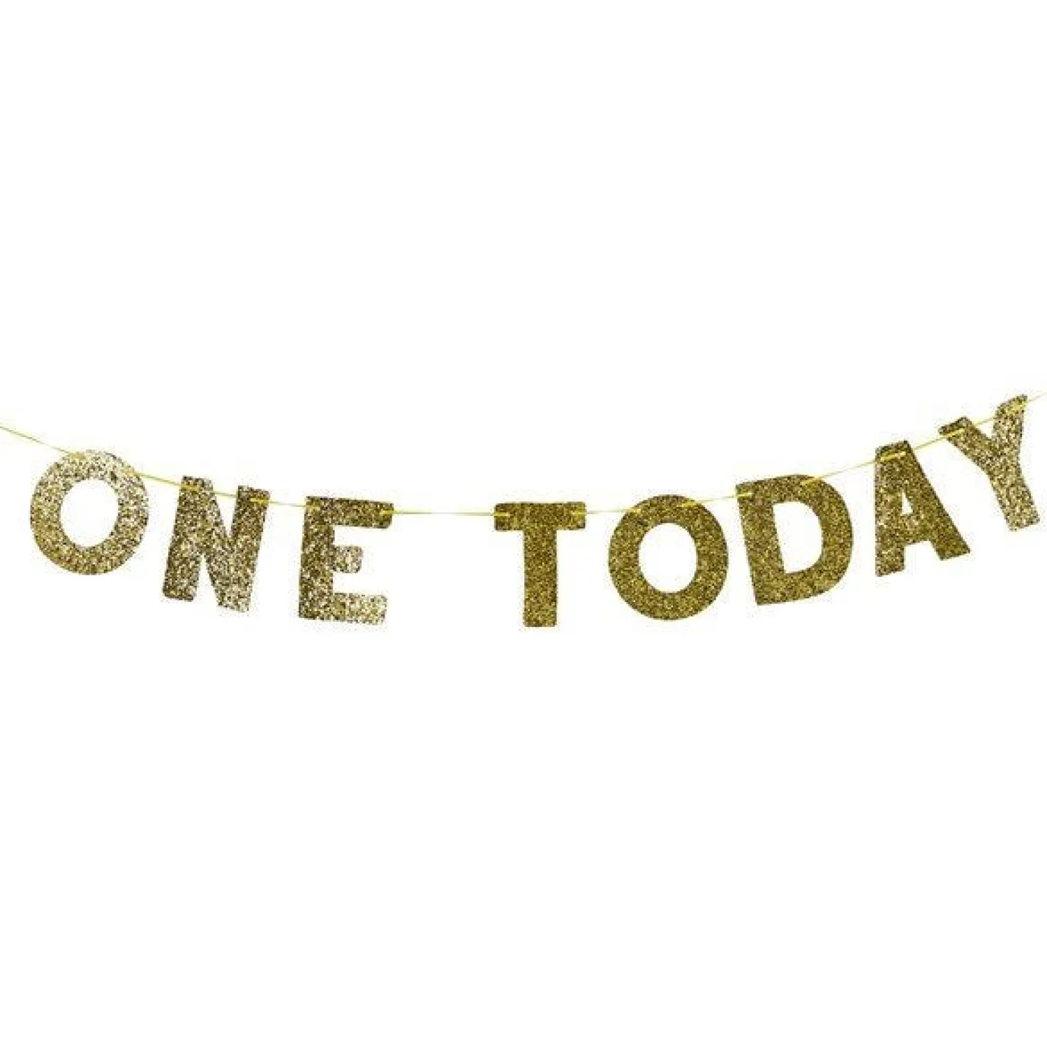 Party Delights One Today Gold Glitter Banner - 2M< Banners
