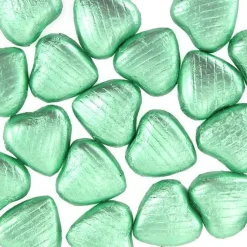 Party Delights Pale Green Foil Chocolate Hearts X20< Chocolates