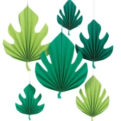 Party Delights Palm Leaf Paper Fan Decorations (6Pk)< Hanging Decorations