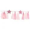 Party Delights Pamper Party Pink Glitter Star Tassel Garland - 2M< Hanging Decorations
