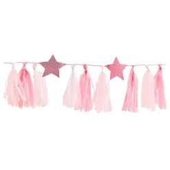 Party Delights Pamper Party Pink Glitter Star Tassel Garland - 2M< Hanging Decorations