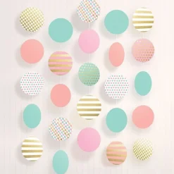 Party Delights Pastel & Metallic Large Circle Hanging String Decoration (5Pk)< Hanging Decorations