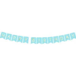 Party Delights Pastel Blue & Gold Happy Birthday Banner - 1.7M< Banners