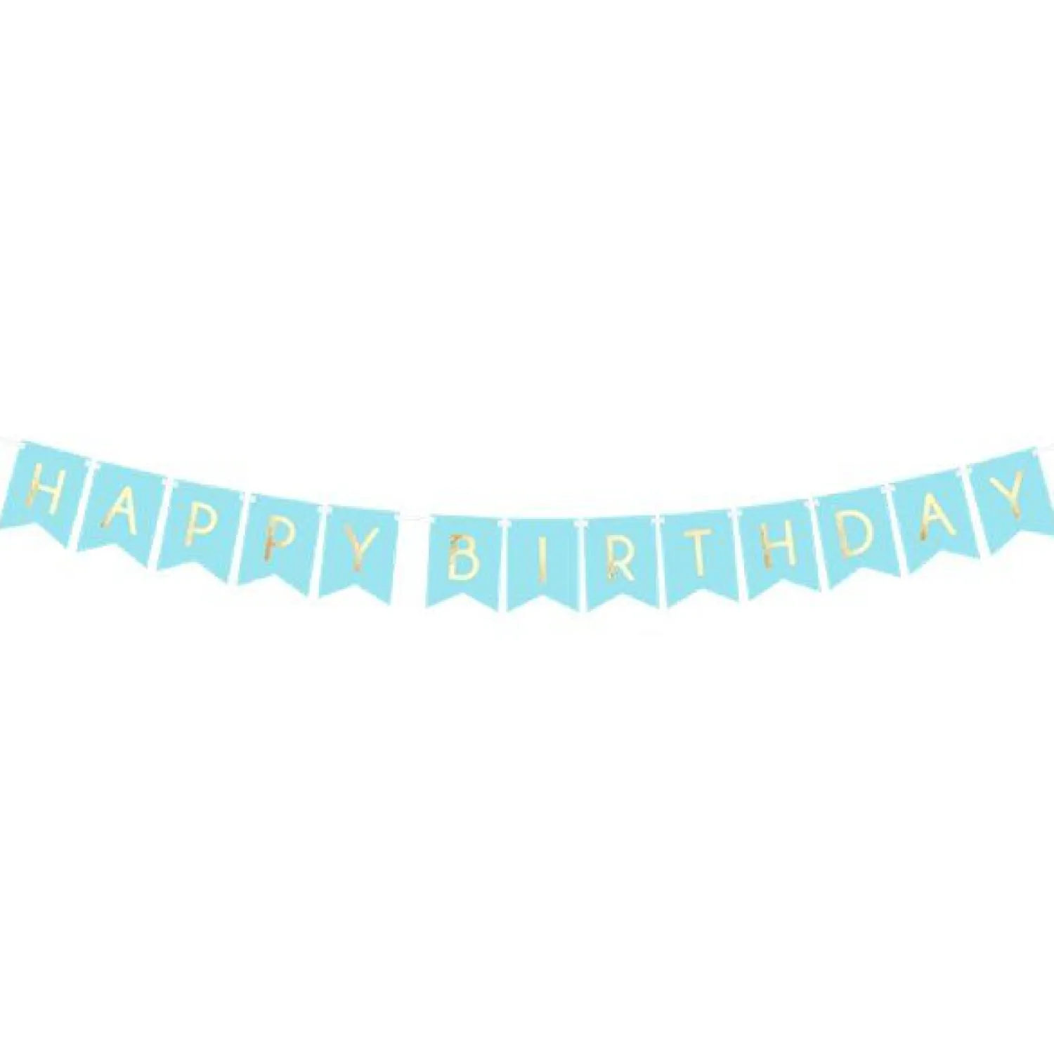 Party Delights Pastel Blue & Gold Happy Birthday Banner - 1.7M< Banners