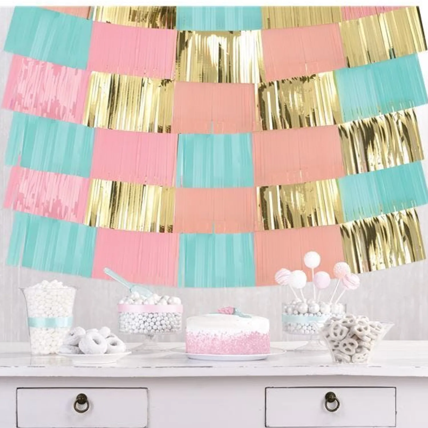 Party Delights Pastel Foil Decorative Hanging Backdrop (9Pk)< Party Backdrops