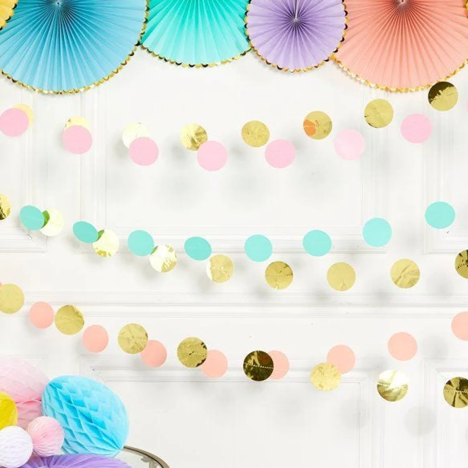 Party Delights Pastel Hanging String Decorations - 2.13M (6Pk)< Hanging Decorations