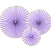 Party Delights Pastel Lilac & Gold Paper Fans (3Pk)< Hanging Decorations