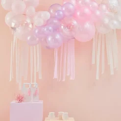 Party Delights Pastel, Pearl & Ivory Balloon Arch With Streamers - 50 Balloons< Arches & Clouds