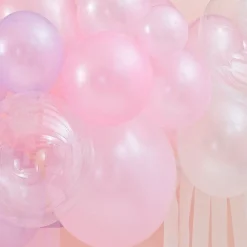 Party Delights Pastel, Pearl & Ivory Balloon Arch With Streamers - 50 Balloons< Arches & Clouds