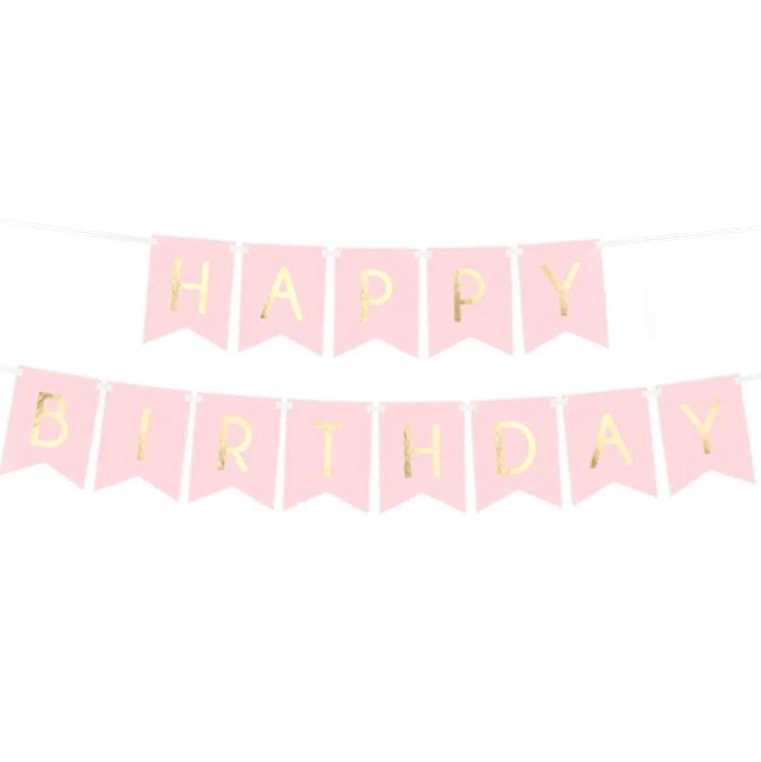 Party Delights Pastel Pink & Gold Happy Birthday Banner - 1.7M< Banners