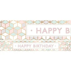 Party Delights Pastel Pink Happy Birthday Paper Banners - 1M (3Pk)< Banners