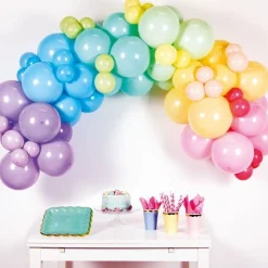 Party Delights Pastel Rainbow Balloon Arch Garland Diy Kit - 78 Balloons< Arches & Clouds