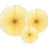 Party Delights Pastel Yellow & Gold Paper Fans (3Pk)< Hanging Decorations